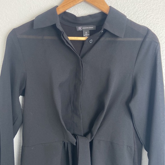 INC tie front Black Button Up Blouse - Picture 2 of 9